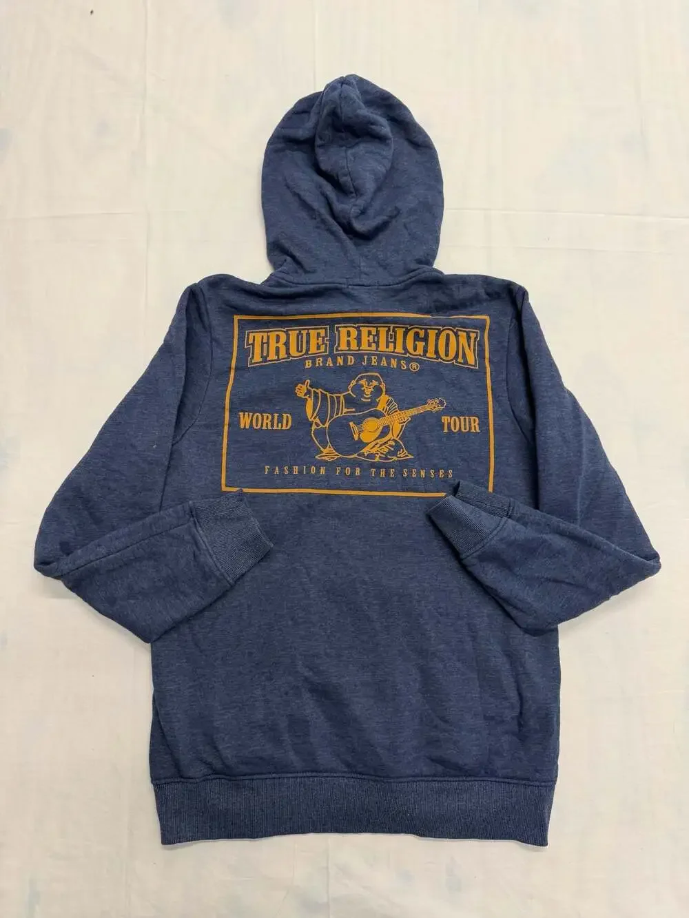 True Religion Men's World Tour Graphic Zip-Up Hoodie Blue